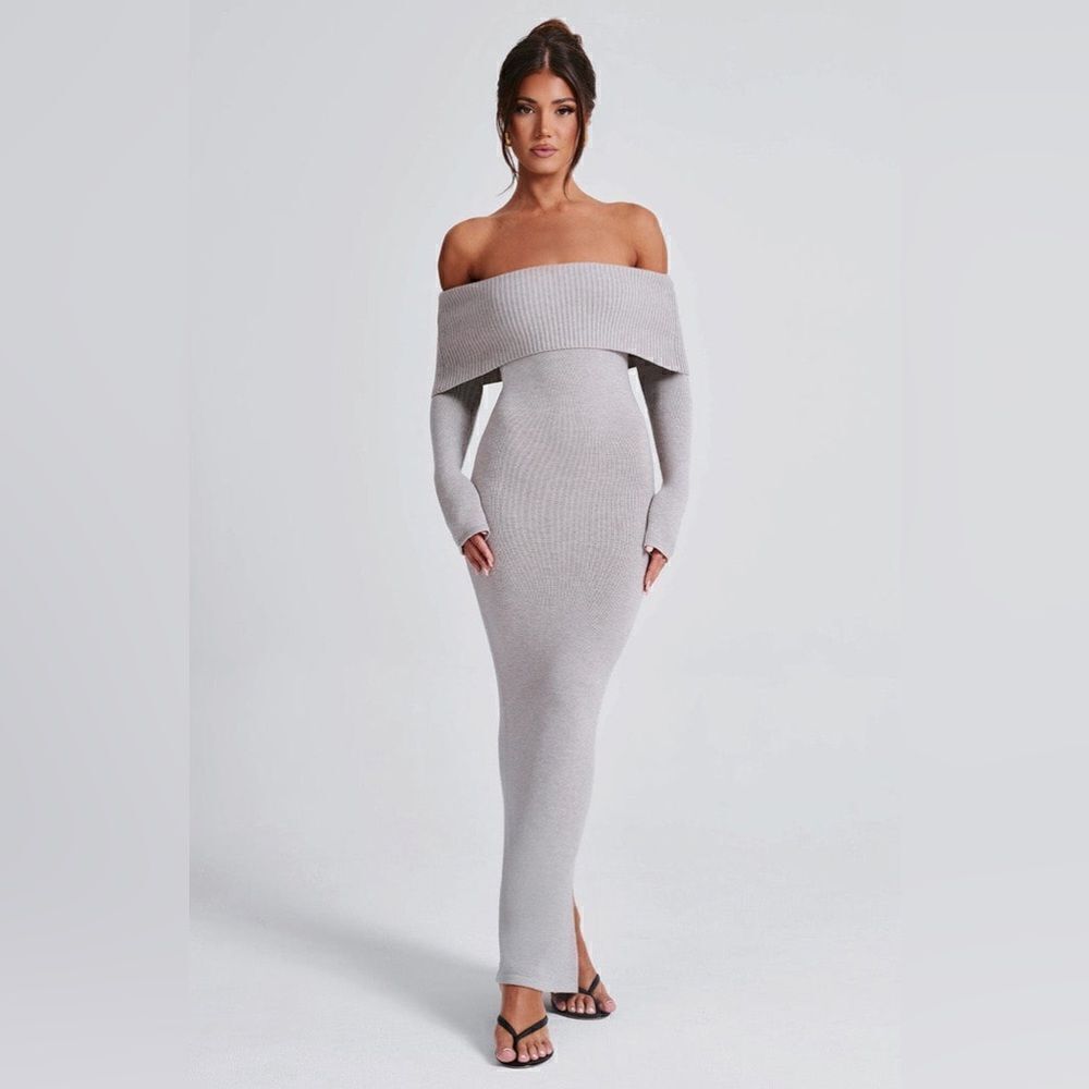 NWT Babyboo Beverley Knit Maxi Light Grey Dress Marl Sweater  Size XS - Picture 10 of 14